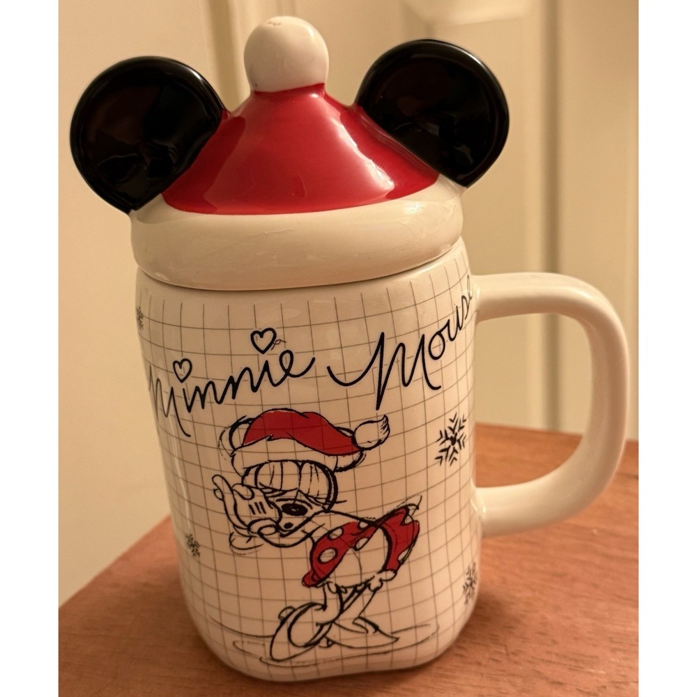 Disney Minnie Mouse Sketch Coffee‎ Mug With Ears Lid